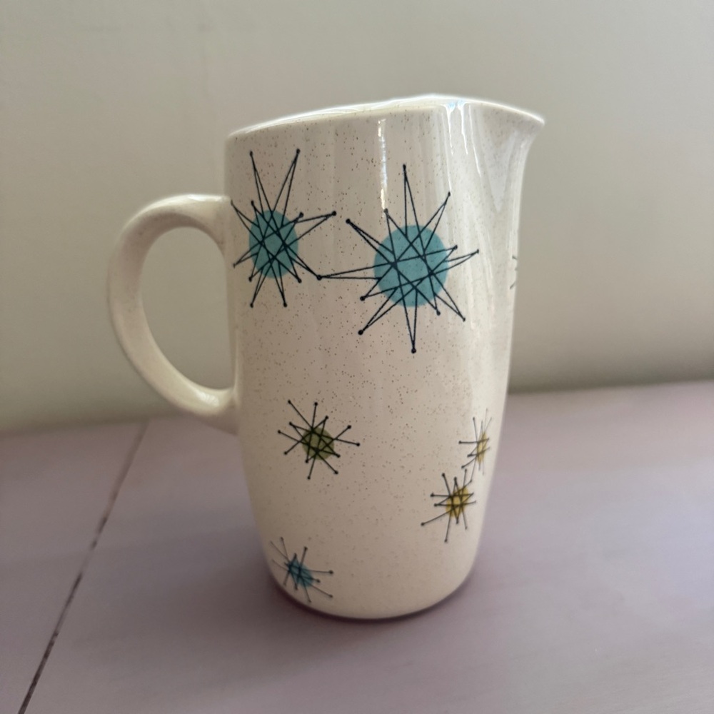 Vintage Franciscan Atomic Starburst Mid-Century Modern Pitcher 1950s MCM 7" Chip